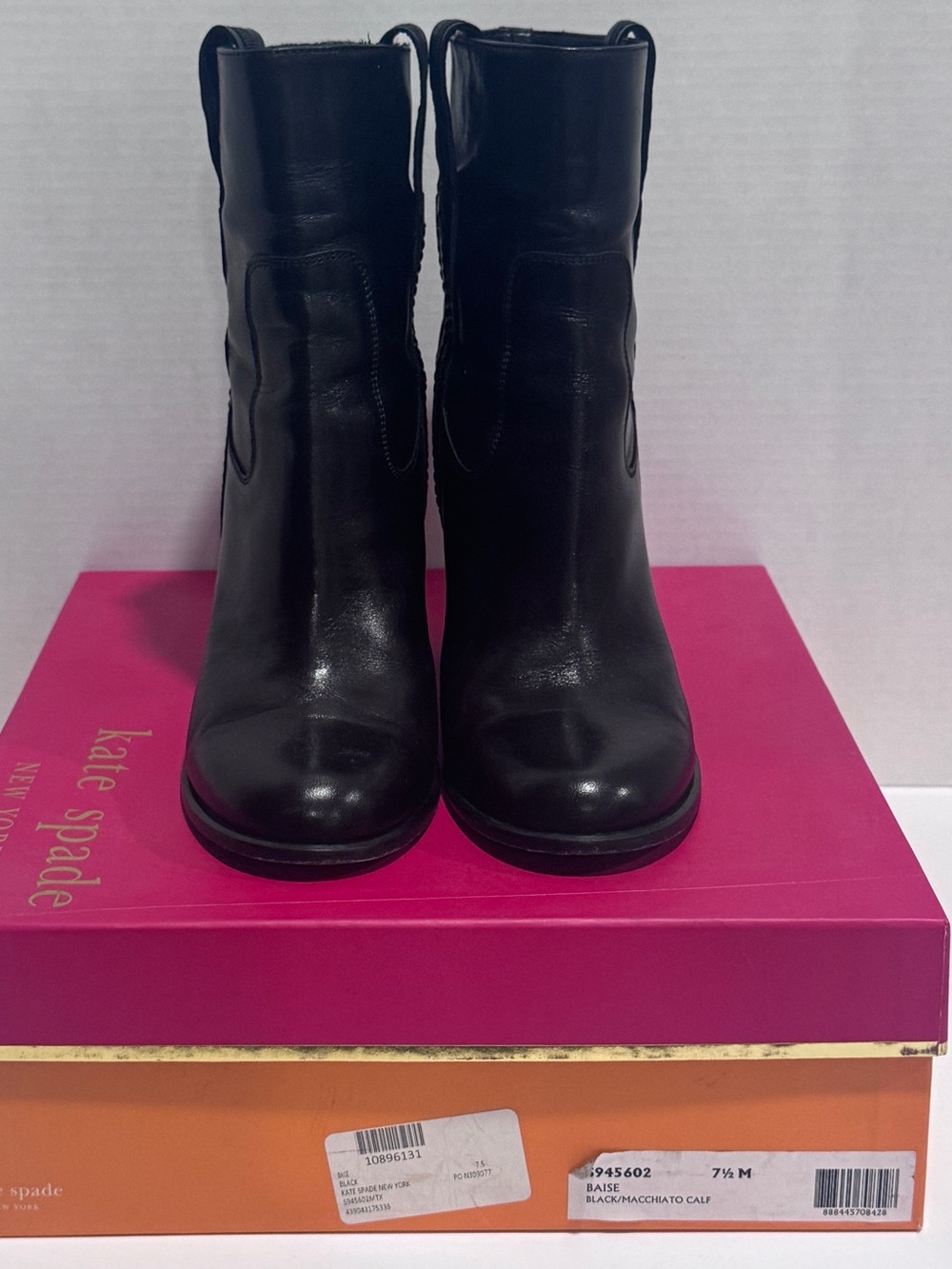 Kate Spade Baise Black Leather Mid-Calf Boots